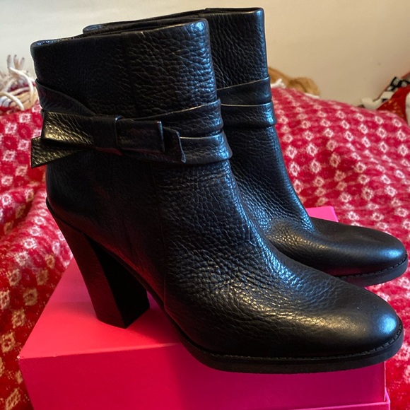 Kate Spade Black High Quality Leather Booties Bow New With...